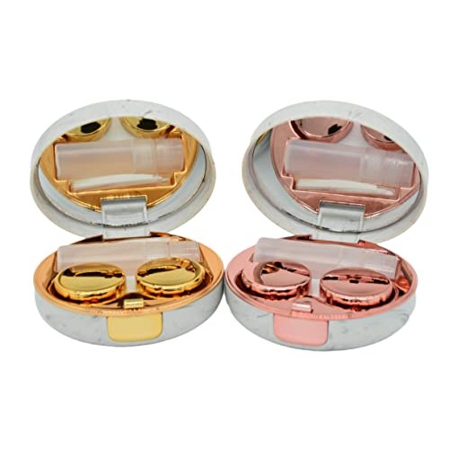 FEILIBAY 2 Pack Marble Contact Lens Case All in One Travel Contact Container ...