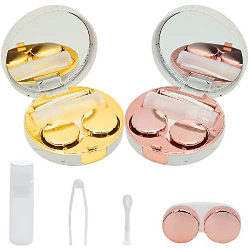 FEILIBAY 2 Pack Marble Contact Lens Case All in One Travel Contact Container ...