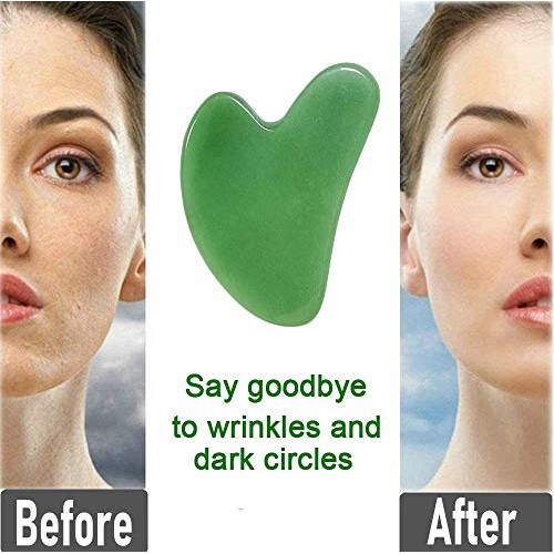 Gua Sha Facial Tool, 100% Natural Jade Stone Guasha Board for SPA Acupuncture...