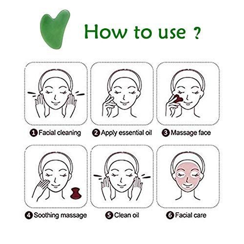 Gua Sha Facial Tool, 100% Natural Jade Stone Guasha Board for SPA Acupuncture...