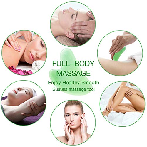 Gua Sha Facial Tool, 100% Natural Jade Stone Guasha Board for SPA Acupuncture...