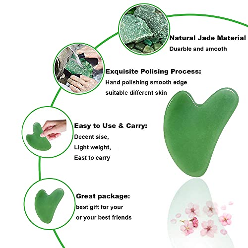 Gua Sha Facial Tool, 100% Natural Jade Stone Guasha Board for SPA Acupuncture...