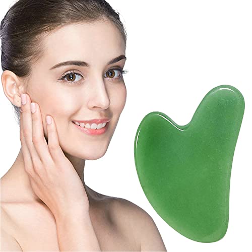 Gua Sha Facial Tool, 100% Natural Jade Stone Guasha Board for SPA Acupuncture...
