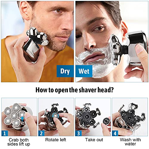 Head Shaver for Bald Men, Electric Razor for Head Shaving Wet and Dry, Rechar...