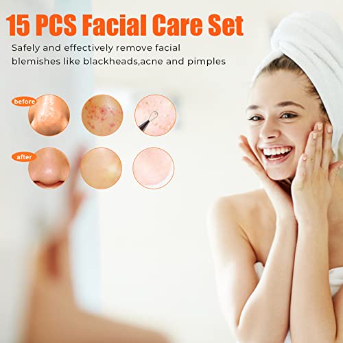 2022 Updated 15 PCS Pimple Popper Tool Kit, Blackhead Remover Comedone Acne E...