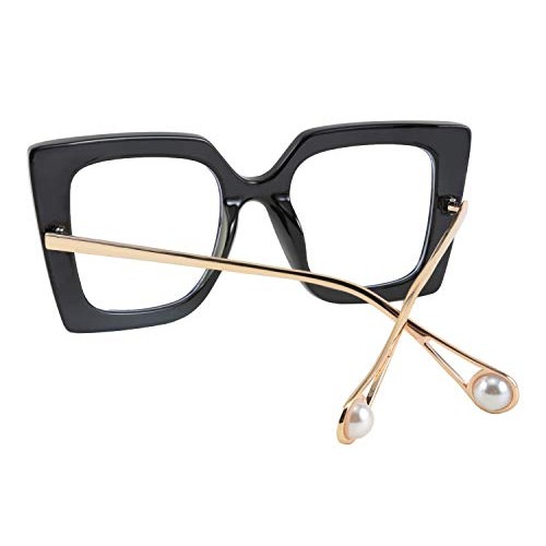 FEISEDY Oversized Square Anti Blue Light Glasses Block Eye Strain Glare Pearl...