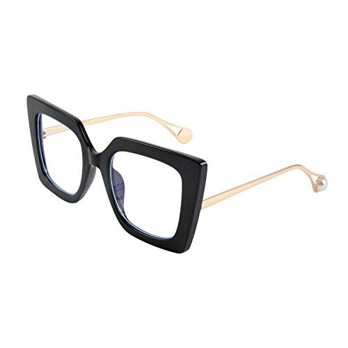 FEISEDY Oversized Square Anti Blue Light Glasses Block Eye Strain Glare Pearl...