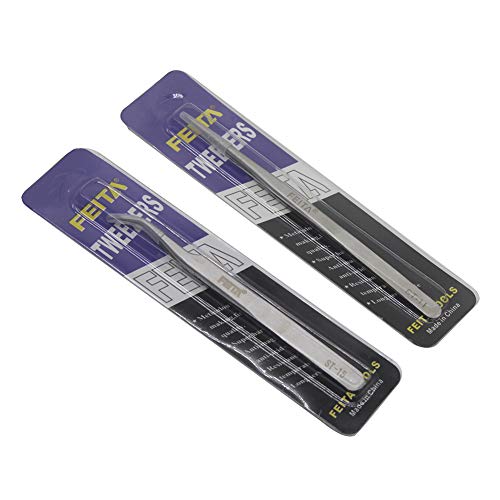 Best Eyelash Extension Tweezer Set - FEITA Pro Straight & Curved Pointy Preci...