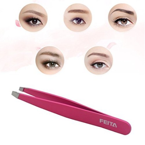 Precision Tweezers for Eyebrows - FEITA Professional Stainless Steel Slant & ...