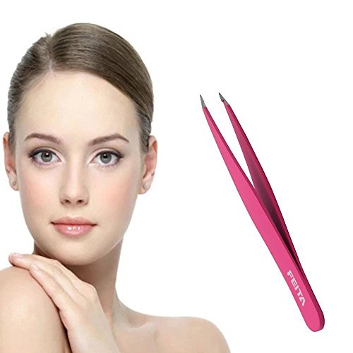 Precision Tweezers for Eyebrows - FEITA Professional Stainless Steel Slant & ...