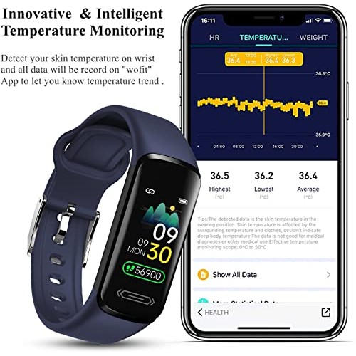 Fitness Tracker HR, Activity Fitness Trackers with Body Temperature Heart Rat...