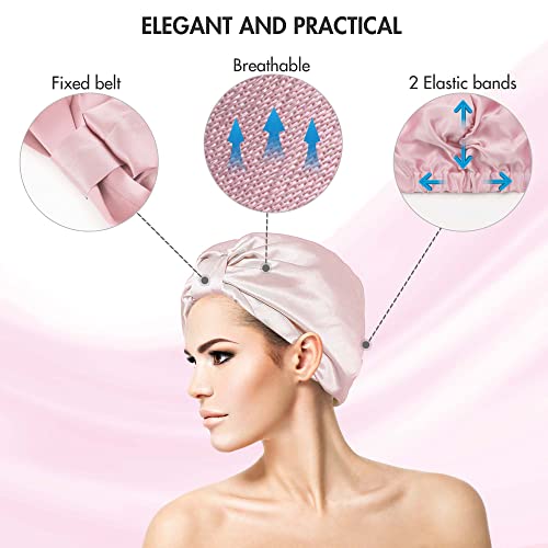 Feivea 22 Momme 100% Mulberry Silk Sleep Cap for Women Hair Care, Both Sides ...