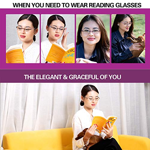 FEIVSN 3-Pack Rimless Reading Glasses For Women, Lightweight Spring Hinge Rea...