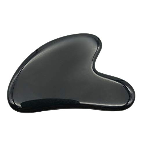 Fekuar Natural Black Obsidian Gua Sha Massage Tool for Body Skin Facial, Crys...