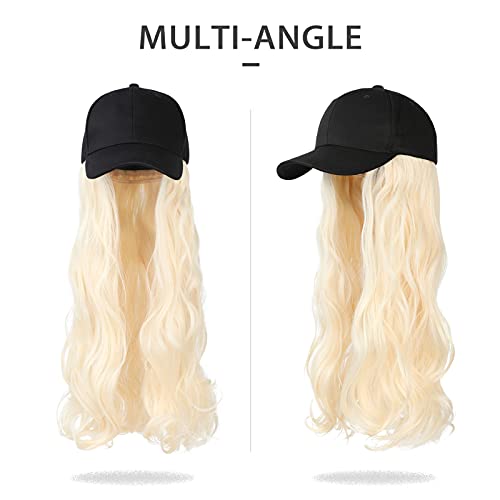 Felendy Baseball Cap with Hair Attached For Women,Curly Wavy Long Hairpiece B...