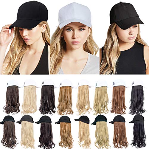 Felendy Baseball Cap with Hair Attached For Women,Curly Wavy Long Hairpiece B...