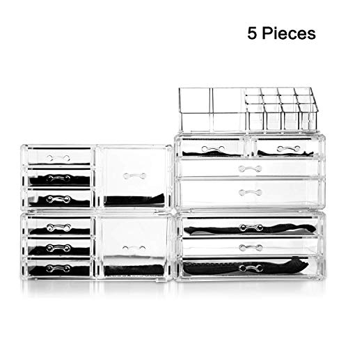 Felicite Home Acrylic Jewelry and Cosmetic Storage Makeup Organizer Set, 5 Pi...