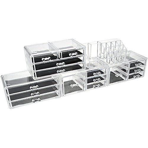 Felicite Home Acrylic Jewelry and Cosmetic Storage Makeup Organizer Set, 5 Pi...