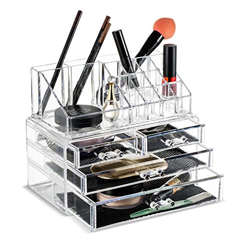 Felicite Home Acrylic Jewelry and Cosmetic Storage Makeup Organizer Set, 5 Pi...