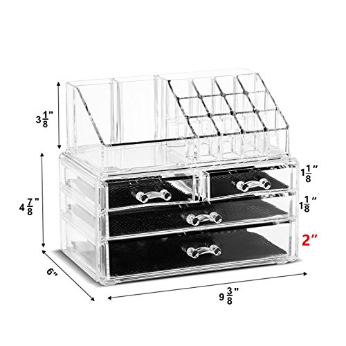 Felicite Home Acrylic Jewelry and Cosmetic Storage Makeup Organizer Set, 5 Pi...