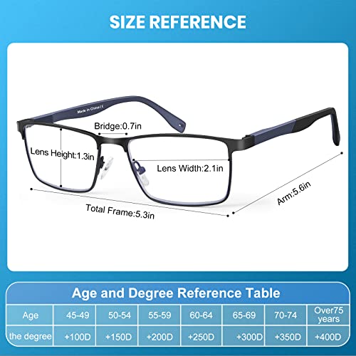 4 Pack Reading Glasses for Men, Blue Light Blocking Metal Reader for Men, Lig...