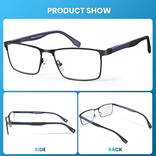 4 Pack Reading Glasses for Men, Blue Light Blocking Metal Reader for Men, Lig...