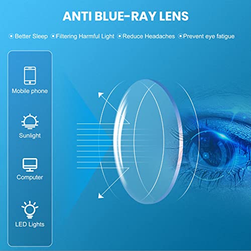 4 Pack Reading Glasses for Men, Blue Light Blocking Metal Reader for Men, Lig...