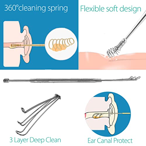 11 Pcs Ear Pick Earwax Removal Kit, Ear Cleaning Tool with Clean Brush Storag...