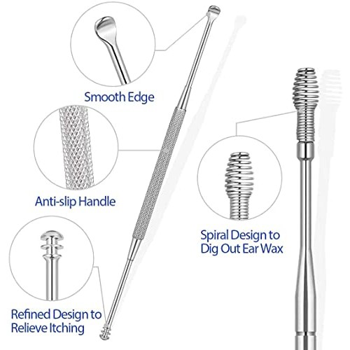 11 Pcs Ear Pick Earwax Removal Kit, Ear Cleaning Tool with Clean Brush Storag...
