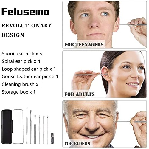 11 Pcs Ear Pick Earwax Removal Kit, Ear Cleaning Tool with Clean Brush Storag...