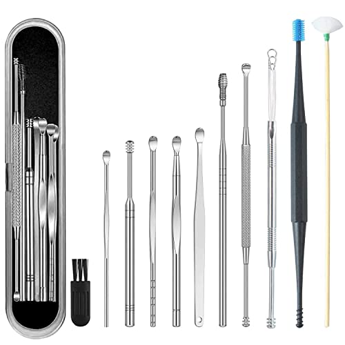 11 Pcs Ear Pick Earwax Removal Kit, Ear Cleaning Tool with Clean Brush Storag...