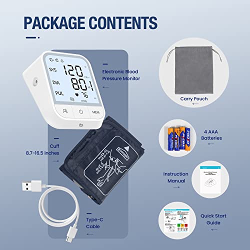Blood Pressure Machine Large Backlit Display & Adjustable Cuff, Automatic Blo...