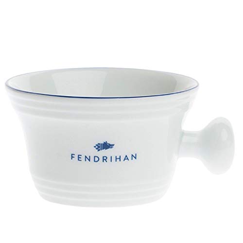 Fendrihan Porcelain Apothecary Shaving Mug, Hand-Painted Rim (Dark Blue)