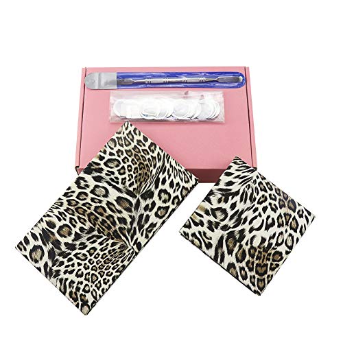 Leopard Empty Makeup Magnetic Palette with Spatula and Metal Stickers 2pcs Pa...