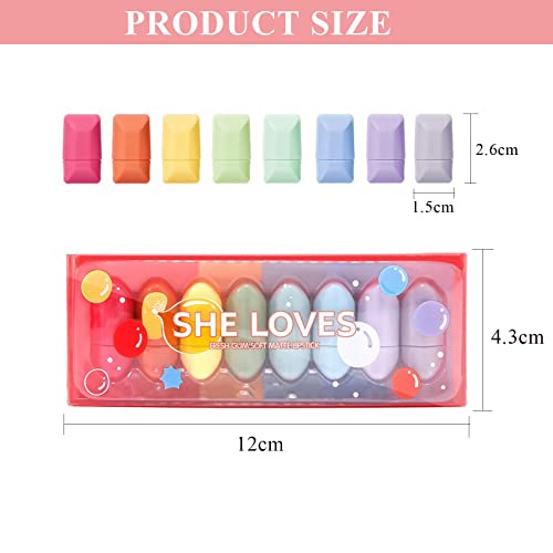 8 Colors Mini Candy Matte Lipstick Set, Waterproof Long Lasting Mini Cute Lip...