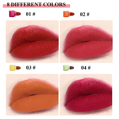 8 Colors Mini Candy Matte Lipstick Set, Waterproof Long Lasting Mini Cute Lip...