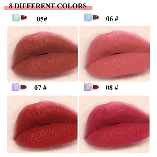 8 Colors Mini Candy Matte Lipstick Set, Waterproof Long Lasting Mini Cute Lip...