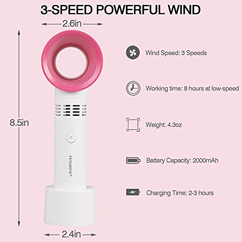 Fenshine Portable USB Rechargeable Mini Fan Eyelash Fan Dryer Bladeless Handh...