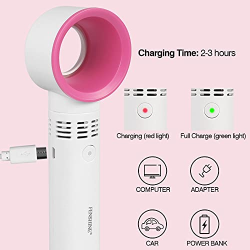 Fenshine Portable USB Rechargeable Mini Fan Eyelash Fan Dryer Bladeless Handh...