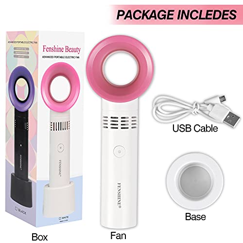 Fenshine Portable USB Rechargeable Mini Fan Eyelash Fan Dryer Bladeless Handh...