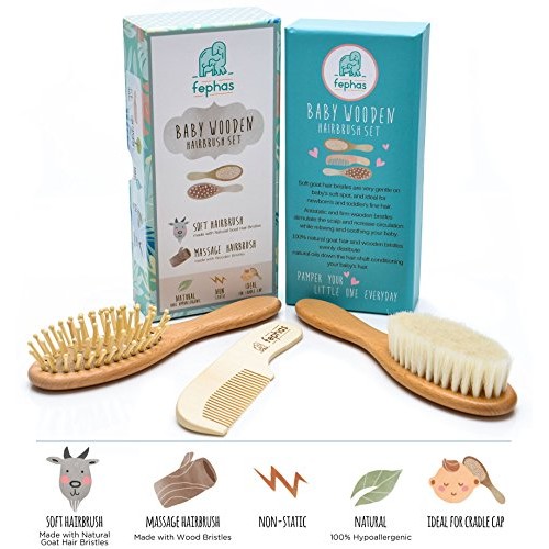 Wooden Baby Hair Brush and Comb Set for Newborns and Toddlers Girl ; Boy ; Na...