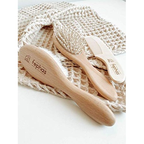 Wooden Baby Hair Brush and Comb Set for Newborns and Toddlers Girl ; Boy ; Na...
