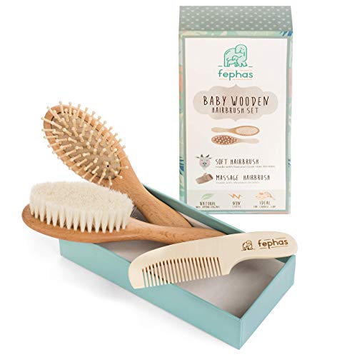 Wooden Baby Hair Brush and Comb Set for Newborns and Toddlers Girl ; Boy ; Na...