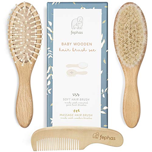 Wooden Baby Hair Brush and Comb Set for Newborns and Toddlers Girl ; Boy ; Na...