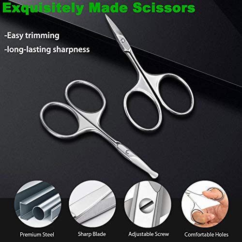 FERYES Nose Hair Scissors and Eyebrow Scissors Set, 2PCS Beauty Scissor for E...