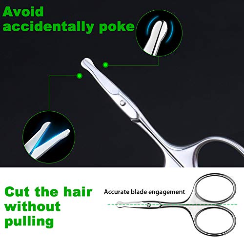 FERYES Nose Hair Scissors and Eyebrow Scissors Set, 2PCS Beauty Scissor for E...