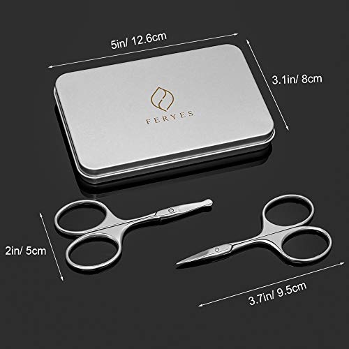 FERYES Nose Hair Scissors and Eyebrow Scissors Set, 2PCS Beauty Scissor for E...