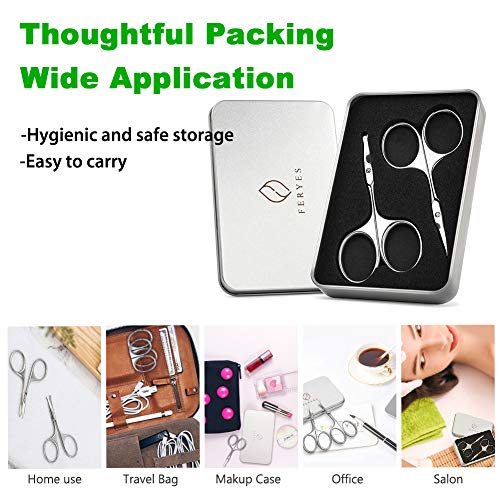 FERYES Nose Hair Scissors and Eyebrow Scissors Set, 2PCS Beauty Scissor for E...