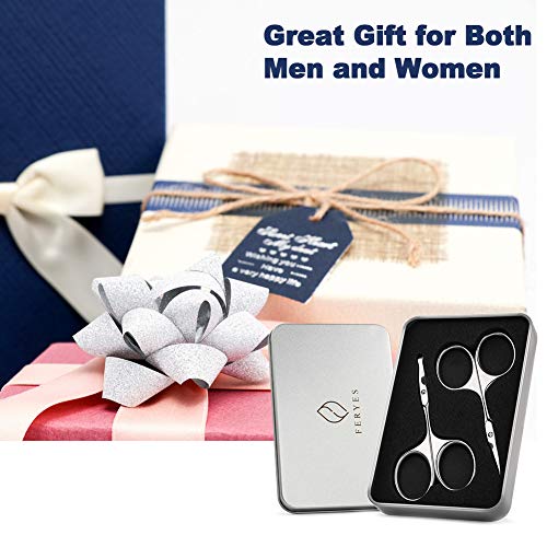 FERYES Nose Hair Scissors and Eyebrow Scissors Set, 2PCS Beauty Scissor for E...