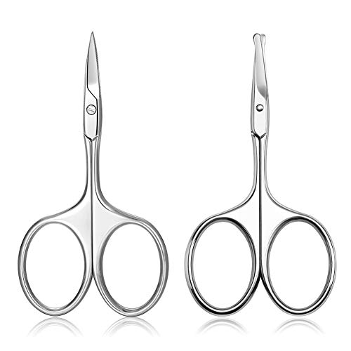 FERYES Nose Hair Scissors and Eyebrow Scissors Set, 2PCS Beauty Scissor for E...